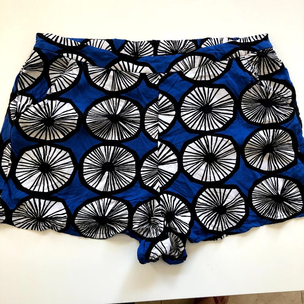 Marimekko Blue and Black Patterned Women's Shorts